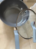 三禾炒锅不粘锅炒菜锅煎炒锅多功能炒锅平底钛锅钻石钛陶锅黛青蓝28cm 实拍图