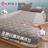 洁丽雅（Grace）纯棉夹棉床笠单件全棉床罩席梦思床垫保护罩防滑床单床套防尘罩 夏洛灰【A类全棉+新疆棉花填充】 单床笠 180cm*200cm 适5-25cm床垫 实拍图