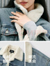 森马（Semir）牛仔外套女拼接仿兔毛翻领宽松港风冬季落肩夹棉夹克103724108001 实拍图