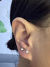 戚小米纯999足银如意结耳钉女士螺丝拧扣养耳洞耳环睡觉免摘耳骨钉耳饰 银色大号一对【999足银】 实拍图
