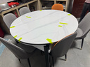 奥利克丝 亮光岩板餐桌椅组合 现代简约实木餐桌可伸缩折叠圆桌吃饭桌子 亮光雪山白-黑白框架轻奢皮椅款 1.35米 一桌六椅【12MM加厚岩板】 实拍图