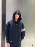 adidas复古休闲三条纹宽松运动连帽卫衣套头衫男装阿迪达斯三叶草   黑色   M 实拍图