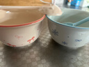 【天天低价】新款釉下彩陶瓷碗餐具套装少女心ins风陶瓷碗勺 【99%人选择】梦幻粉蓝两碗两勺 实拍图