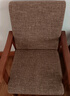 岳虎 全实木靠背椅带扶手家用阳台休闲椅单人椅麻将椅子老人椅扶手椅 2018胡桃色+咖啡色布(2椅+1方几) 实拍图