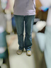 逸阳（ESE-Y）直筒牛仔裤女春秋季款宽松显瘦白色窄版阔腿长裤子女 复古蓝 27 实拍图