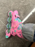米高轮滑鞋S3儿童花样溜冰鞋套装高端平花四码调节直排初学花式旱冰鞋 粉色鞋 M (33-36) 实拍图