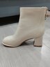 卓诗尼短靴女粗跟2025年新款春秋单靴时尚瘦瘦马丁靴冬季加绒高跟女靴子 米白色-单里 37 实拍图