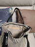 鹏境2025新款帆布手提单肩包包女时尚条纹大容量购物袋休闲通勤托特包 飘带条纹【经典黑】 实拍图