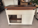 和暄实木可移动茶几家用折叠升降可储物边柜多功能带轮沙发边几小推车 乐成【胡+白色】 实拍图