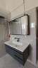 恋派浴室柜 陶瓷一体盆卫生间洗脸盆柜组合悬挂式洗漱台智能洗手盆柜 风水镜柜】珠光灰+陶瓷盆 100cm 实拍图