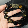 石玥珠宝14mm金沙天然黑曜石手串本命年蛇年虎眼石貔貅水晶手链男女士款 实拍图