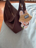 裘真【明星推荐】经典hobo包植鞣牛皮腋下通勤休闲饺子女包 咖啡色-大号 小包/大包 实拍图