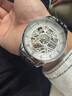 冠琴（GUANQIN）手表男士机械表雕花系列全自动镂空夜光防水商务瑞士品质国潮腕表 钢带银色白面 实拍图