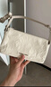 CHARLES&KEITH褶皱油蜡皮斜挎小方包手提包腋下包女士生日礼物CK2-80160183 Cream奶白色 S 实拍图