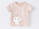 戴维贝拉（DAVE＆BELLA）女童短袖儿童t恤男童夏装童装男孩衣服宝宝半袖白色体桖婴儿上衣 粉色【DB2221435】 100 cm（建议身高90-100cm） 实拍图