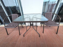 户外阳台小桌椅三件套休闲茶桌椅户外桌椅露天庭院室外折叠 80CM水纹钢化玻璃组装方桌+2艾菲椅 实拍图