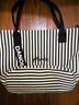 鹏境2025新款帆布手提单肩包包女时尚条纹大容量购物袋休闲通勤托特包 飘带条纹【经典黑】 实拍图