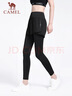 骆驼（CAMEL）弹力假两件健身裤女高腰紧身跑步长裤 Y23BA4L0029A 幻影黑  XL 实拍图