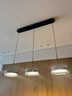 施美特餐厅吊灯现代简约餐桌灯国王湖轻奢极简一字长条吧台中山灯具套餐 3头长盘-砂黑+烟灰罩-三色变光 实拍图