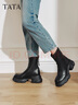 他她TATA喵爪靴2025秋冬百搭时装靴女短靴新款弹力靴 黑色 36 实拍图