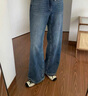 艾诺丝雅诗【商场同款】2025冬季新品复古丹宁纯棉高腰直筒牛仔裤女40933286 牛仔兰 M 实拍图
