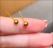 中国黄金（CHINA GOLD）黄金耳钉小豆豆女足金圆珠耳环耳饰养耳洞情人节礼物送女友老婆 光面耳钉【一对】约0.5g 实拍图