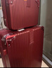 喜朗顿结婚行李箱酒红色新娘陪嫁箱女嫁妆箱婚礼拉杆箱密码皮箱婚庆压箱 杯架款子母 拉链 波尔多红 20英寸 【可登机】 实拍图