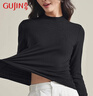 古今（GUJIN）小立领打底衫女内搭保暖上衣莫代尔秋冬基础百搭修身长袖t恤黑L 实拍图