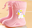 牧萌儿童雨鞋男童女童防水立体宝宝防滑耐磨卡通雨靴 粉色独角兽 17码 实拍图