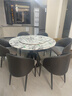 鲁菲特大理石餐桌意式轻奢高级感微晶石高端餐桌可旋转方圆两用餐厅饭桌 威尼斯棕桌面-碳素钢底座-263#椅 1.35米 一桌六椅 实拍图