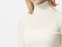 优衣库女装精纺美利奴羊毛罗纹两翻领针织衫/长袖毛衣478337 01 乳白色 2XL 实拍图