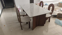 晨巢实木岩板餐桌椅家用小户型饭桌诧寂风长方形西餐桌简约餐厅家具 抗菌亮光雪山白-胡桃色-软包羊角椅 1.6米 一桌四椅【全托底板】 实拍图