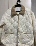 雪中飞轻薄羽绒服女短款新款拼接撞色翻领秋冬菱格衬衫领外套 米白 L (165) 实拍图