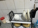 慕家（MOEGA）厨房置物架不锈钢碗架沥水碗碟架多功能台面收纳架碗筷用具置物 【幻夜黑*2层*全套】长42cm 实拍图
