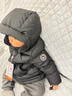保姆鹅  【风墙】儿童羽绒服宝宝中长款护脸加厚外套保暖童装[NG2664] 炭黑 100 实拍图