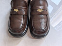 百思图商场同款牛皮学院风乐福鞋粗跟女单鞋A3512CA4 棕色 35 实拍图