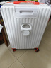 双星（doublestar）高颜值侧开盖行李箱大容量箱女男学生多功能拉杆箱登机密码皮箱子 白撞橙【明日达】可坐人-带杯架 24英寸 -常用旅行 实拍图