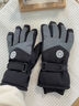 目丸保暖手套男女户外冬天骑行防寒风加绒厚触屏女防水冬季棉滑雪手套 4#雪花圆标黑色（拼色男款） 实拍图