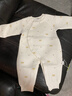 婧麒（JOYNCLEON）新生婴儿衣服秋冬季初生宝宝连体衣纯棉夹棉加厚哈衣爬服冬装 米色绣花熊 59cm 实拍图