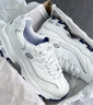 斯凯奇（Skechers）女鞋小白熊女士休闲鞋子厚底增高百搭运动软底老爹鞋女99999863 白色/海军蓝色/WNV 37.5 实拍图