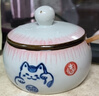 和风四季釉下彩调味罐复古盐罐油罐厨房调料罐调料盒陶瓷辣椒罐猪油罐炖盅 招财猫粉色小号调味罐+祖母勺 实拍图
