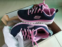 SKECHERS斯凯奇女鞋简约纯色运动鞋 轻质透气减震软底休闲鞋 12615/NVPK 蓝色/粉色 35 实拍图