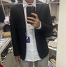 法蒙泽西服套装男士三件套商务职业正装小西装男结婚新郎上班修身外套男 黑色(西服+西裤+衬衫+大礼包) 2XL 【125-140斤】 实拍图