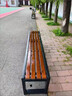 箬笠公园椅户外长椅子防腐实木园林椅塑木有无靠背坐椅广场休闲椅长凳 防腐木无靠背 1.0米【高碳钢】 实拍图