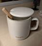 传旗陶瓷马克杯带勺盖咖啡杯牛奶杯早餐杯办公杯男女茶杯描金白400ml 实拍图