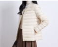鸭鸭（YAYA）佟丽娅同款轻薄羽绒服女新款冬季短款圆领内胆修身时尚薄外套男 米白色【女款无领】 M 【建议90-100斤】 实拍图
