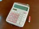得力（deli）【超级爆款】双电源计算机 12位数大屏幕桌面计算器 学生四年级计算器 办公用品 粉色TE837C 实拍图