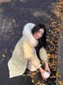 艾珠儿（Aizhuer）羽绒棉服女冬季韩系中长款毛领大衣外套女宽松加厚保暖棉衣棉袄潮 鹅黄色 M（建议105-120斤） 实拍图