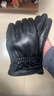 美洲野牛真皮手套男士棉羊皮手套触屏男长款冬季保暖防风骑行新年礼物男 黑色 L 实拍图