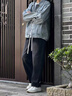 杉努牛仔裤子男士夏季薄款美式高街cleanfit休闲款春秋宽松直筒阔腿裤 G136磨白烟灰 XL （建议130-155斤） 实拍图